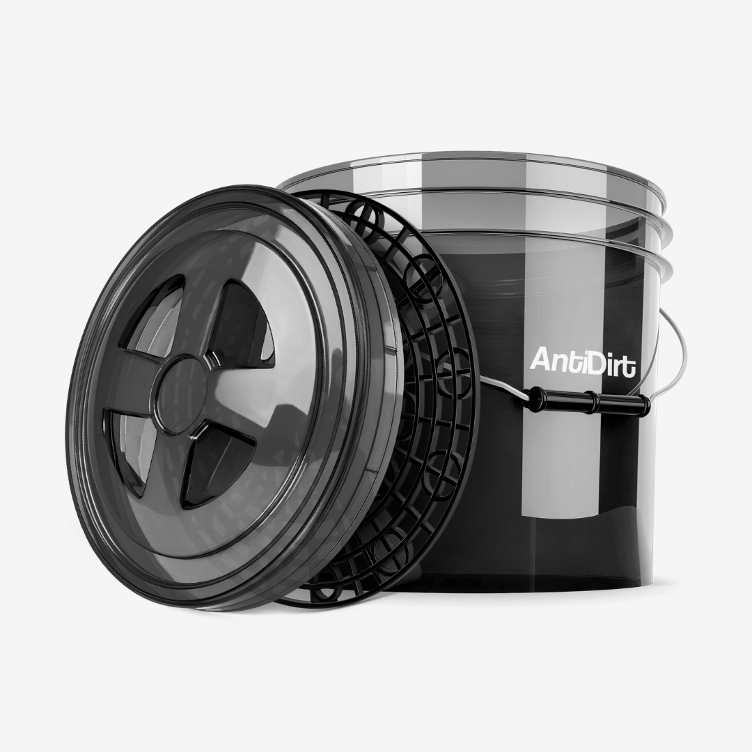 Seau de lavage de voiture AntiDirt Premium 3,5GAL transparent avec couvercle BucketLid et bac à saleté X-Trap